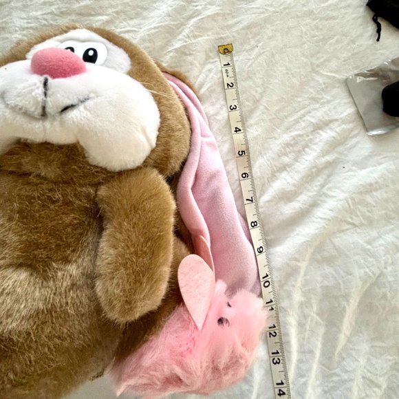 Vintage Hallmark White Crayola Easter Bunny Rabbit Plush Pink Overalls & Hat   T - Picture 7 of 10